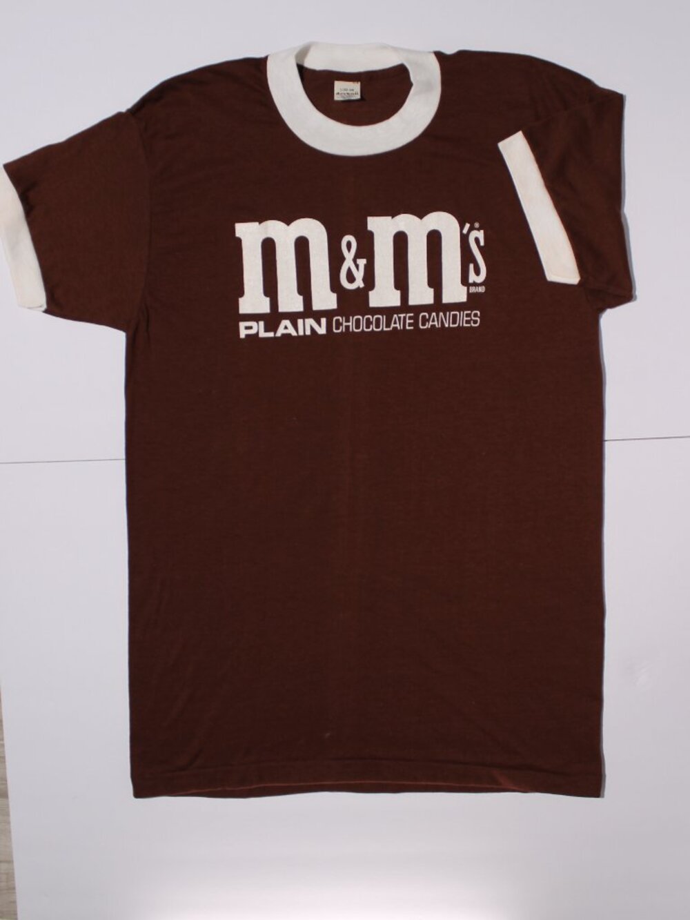 Vintage M&M's Plain Chocolate Candies Brown Ringer Graphic Tee Size L